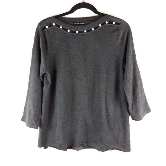 Cable & Gauge Sweaters - CABLE & GAUGE| PEARL NECK RELEASED HEM PULLOVER